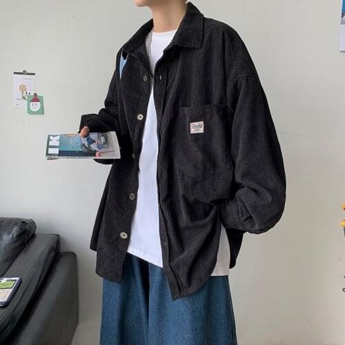 Mens casual jacket soft casual spring and autumn fashion brand Korean version of the slim retro corduroy jacket fashion casual