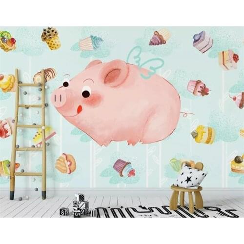 Beibehang Mural wallpaper hand drawn cartoon pig child room background wall living room bedroom background mural 3d wallpaper
