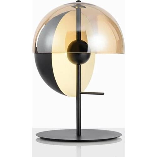 Nordic Simple Glass Table Lamp E27 with Amber Glass Lampshade Desk Lights for Bedroom Study Room Home Reading