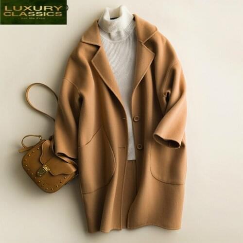Coat 100% Natural Wool Women Autumn Winter Elegant Ladies Coats Female Double-sided Woolen Jackets Spring Clothes LWL1300