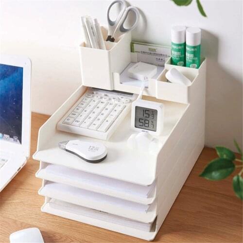 5 Layers Desktop Storage Box A4 Paper Plastic Drawer Space Saver Organizer for File Overlap Tools Stationery Document Shelf