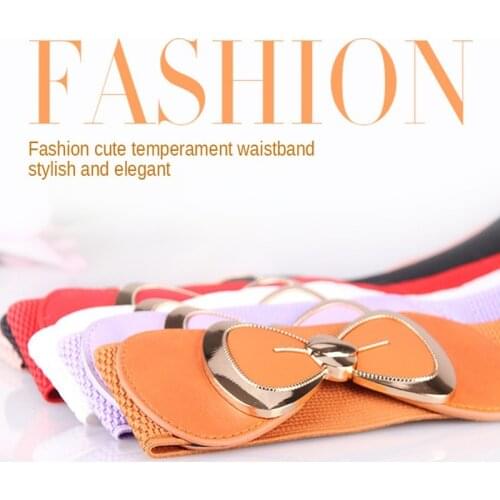 Ladies Luxury Belt New Bowknot Elastic Breathable Comfort Fashion Slimming Wide Belt Leisure All-match Ladies Dress Belt