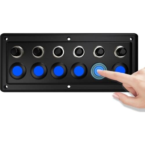 12V/24V 6 Gang Pre Wired LED Switch Panel Slim Touch Screen Circuit Breaker DIY Sticker for Cars RV Marine Boat Yacht