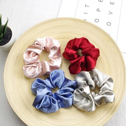 4PCS/set Elastic Satin Silk Scrunchies Women Rubber Hairbands Girls Solid Ponytail Holder Hair Ties Rope Styling Tools