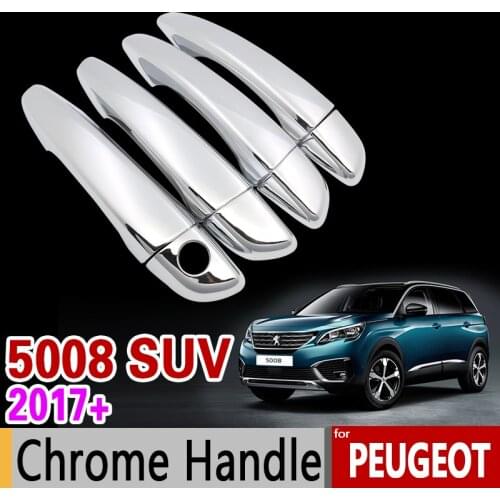 For Peugeot 5008 SUV 2017 2018 Luxurious Chrome Handle Cover Trim Set for 5008 2nd Gen MK2 Car Accessories Stickers Car Styling