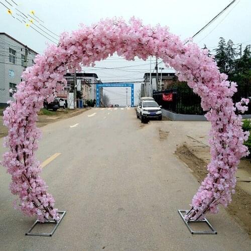 Luxury wedding Center pieces O shape Wedding Arch Door Hanging Garland Flower Stand with Cherry blossoms For Wedding party Decor