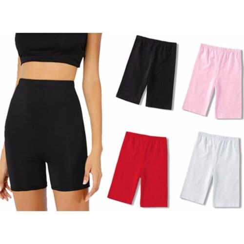 Shorts Women Thin Fitness Casual High Waist Fashion Biker Shorts Summer Slim Knee-Length Bottoms Black Cycling Shorts Streetwear