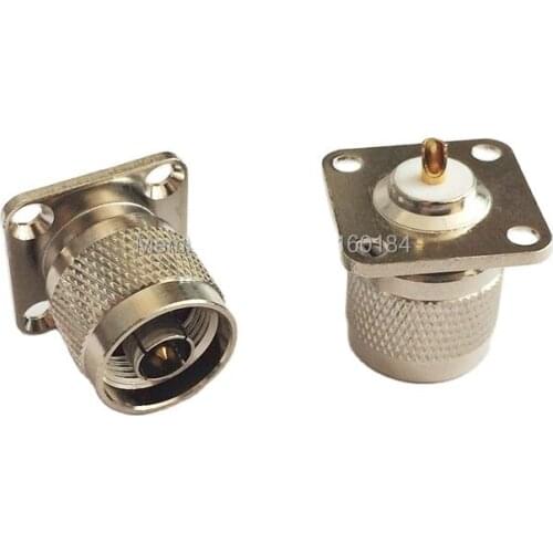 1pc N Male Plug RF Coax Convertor Connector solder cup Cable 4-hole panel mount Nickelplated NEW wholesale