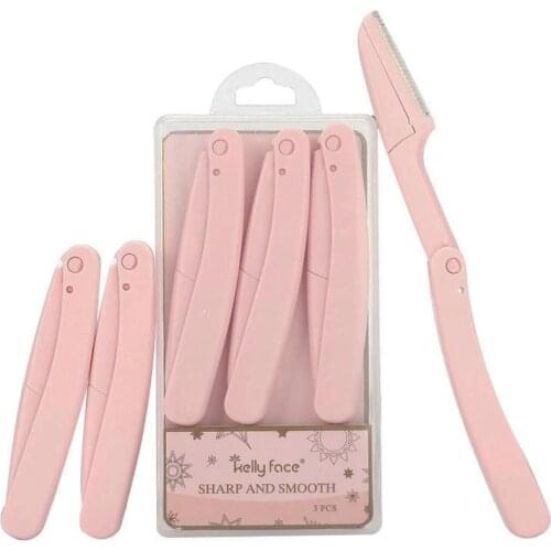 3Pcs Eyebrow Epilator Folding Eyebrow Trimmer Safety Scraping Eyebrow Razor Beauty Dermaplaning Tool Eyebrow Scissors
