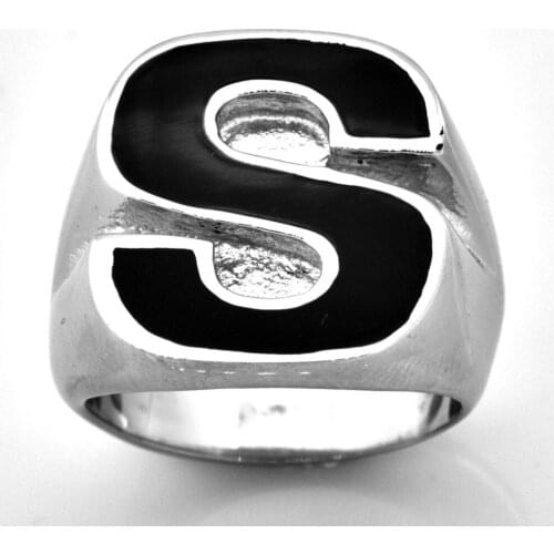 Fanssteel Stainless Steel Jewelry alphet S Enamel ring FSR10W18