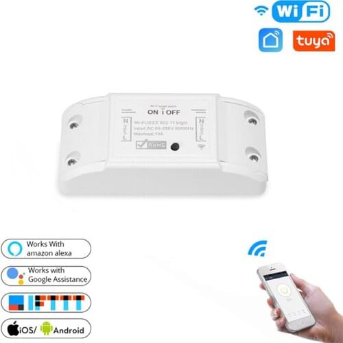 WiFi Smart Light Switch Wireless Tuya APP Voice Control Breaker Timer Home Automation Module Tuya WiFi Smart Switch Accessories