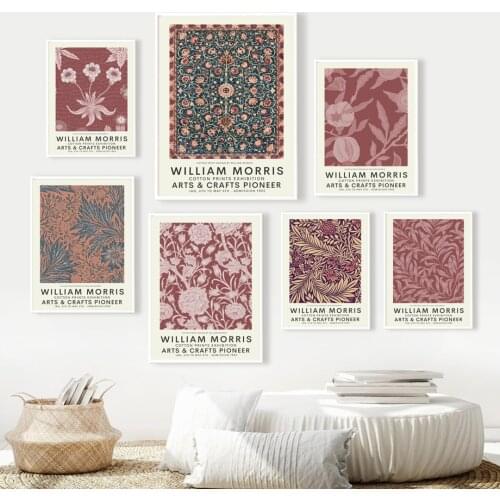 Vintage William Morris Nordic Posters And Prints Museum Exhibition Wall Art Canvas Painting Wall Pictures For Living Room Decor