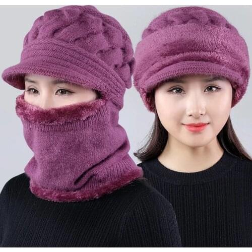 2021 Winter Beanie Hats For Men Women With Thick Fleece Lined Scarf Set Warm Knit Hat Skull Cap Neck Warmer Winter Hat And Scarf
