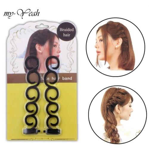 2Pcs/Set Lady French Hair Braiding Tool Hair Twist Styling Clip Braider Roller Bun Maker DIY Hair Band Accessories DIY Home