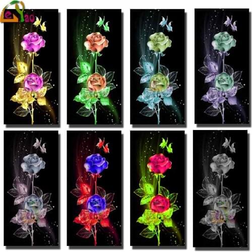 2021 Gift,5D DIY Diamond Painting Purple Red Rose Full Drill Square Round Diamonds Embroidery 8 colors Flower Entrance Wall art