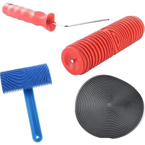 3 PCS Rubber Wood Graining Painting Tool Set for Wall Decoration 7 Inch Empaistic Wood Pattern Painting Roller