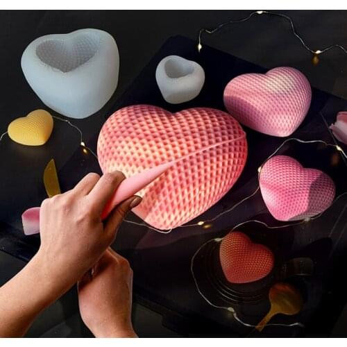 3D Grids Love Heart Epoxy Resin Mold Home Ornaments Silicone Mould DIY Crafts Jewelry Decoration Casting Tools