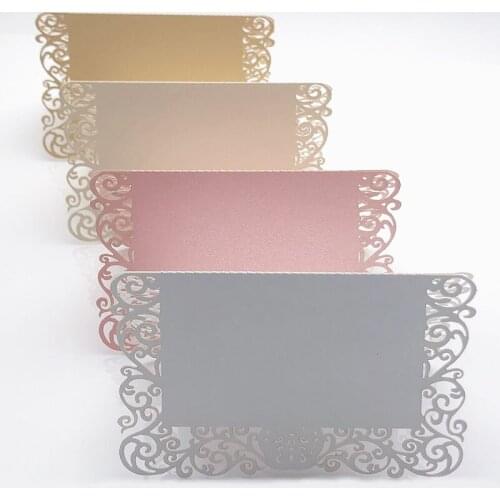 50pcs Pearlescent Lace Name Place Cards Wedding Decoration Table Decor Table Name Message Greeting Card Event Party Supplies