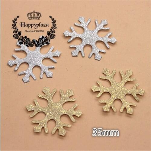 50pcs Non-woven Gold Line/Silver Line Snowflake 35MM DIY Scrapbook Appliques Craft/ Christmas decoration