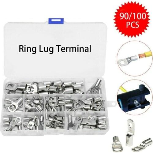 90/100Pcs Ring Lug Terminal Peep Hole Copper Terminal Electrical Accessories