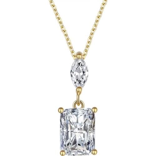 925 silver women link chain pendant trendy necklace rhinestone wedding party necklaces