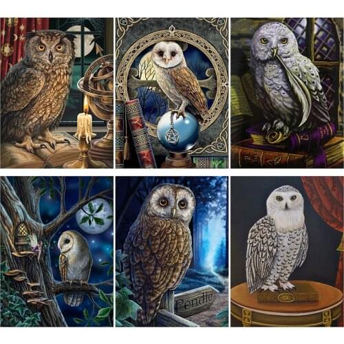 Diy 5d Full Diamond Embroidery Animal Square Round Diamond Painting Magic Owl Mosaic Furniture Decoration Hobby Gift