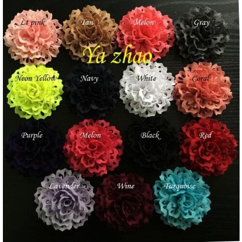 Free EMS Newest Eyelet Thick Fabric Headbands Flower Beautiful Wedding Flower DIY Chiffon Flower For Clothing, Dress