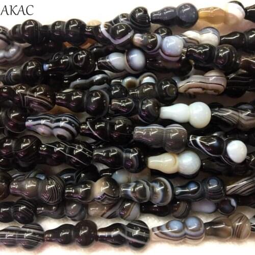 Free shipping natural eye agate gourd shape loose beads 8*16mm for diy design necklace earring