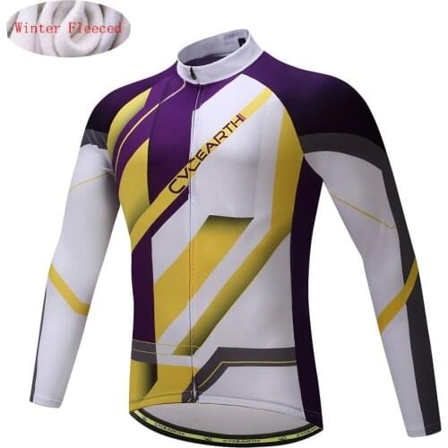 CYCEARTH 2017 Thermal Fleece Cycling Jersey Winter Jacket Bicycle Clothing Bike Warm Wear Clothes Maillot CEFJ005