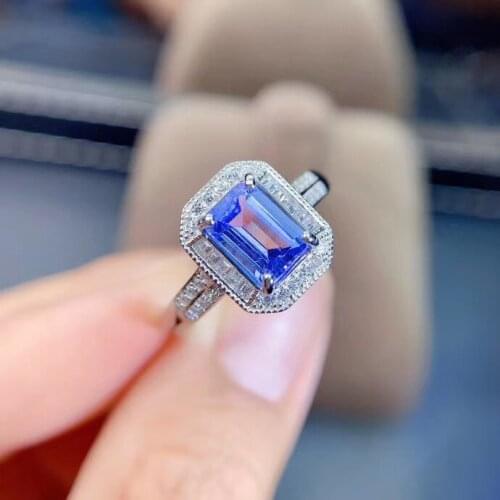 Elegant Anniversary Gift Super High Quality 100% Real And Natural Tanzanite Rings 925 Sterling Silver Fine Jewelry