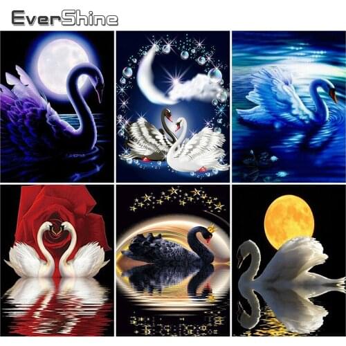 EverShine 5D Diamond Mosaic Swan Cross Stitch Diamond Painting Animals Beaded Embroidery Picture Of Rhinestones Handmand Gift