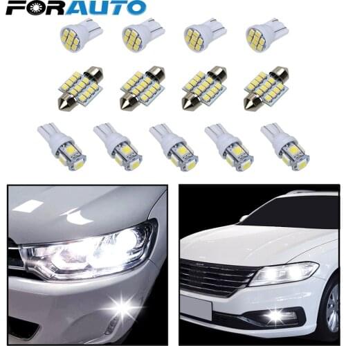 FORAUTO 13Pcs 31mm 12smd T10 1206 8smd T10 5050 5smd Marker Light License Plate Bulbs LED Car Clearance Lights Reading Dome Lamp