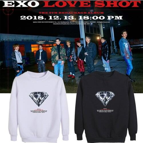 Kpop EXO autumn Harajuku Ulzzang Loose Casual hoodies Womens O-neck Letter Print Sweatshirts Female Korean Kawaii Cute Clothing