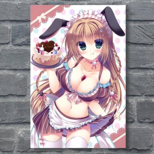 Bunny Anime Girl Posters Maid Uniform Bikini Girls Poster Sexy Silk Pictures CARTOON JAPANESE Fabric Art