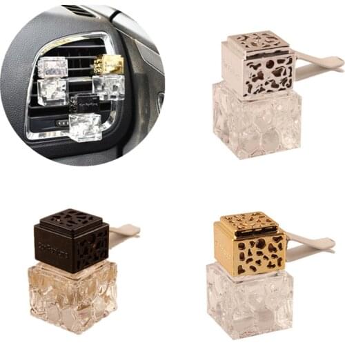 Square Car Perfume Bottle Empty Bottle Perfume Essential Oil Lasting Diffuser With Clip Auto Air Outlet Decoration Supplies