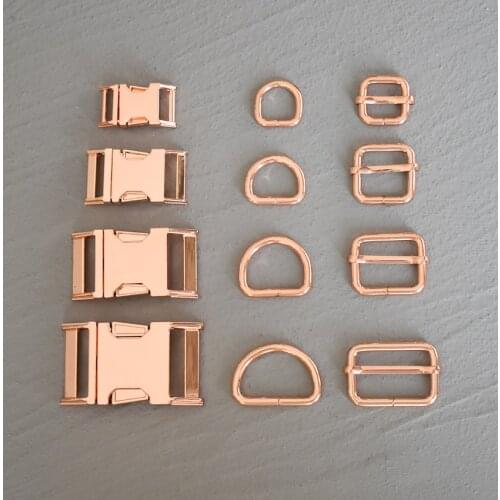 1 Set 15mm/20mm/25mm/30mm Metal Belt Straps Adjust Slider Side Release Buckle D Ring DIY Accessory For Pet Dog Collar Harness