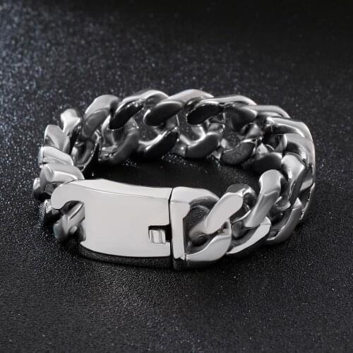20mm Mans Stainless Steel Link Chain Bracelet For Men Heavy Chunky Cuban Chain Biker Bracelet Punk Jewelry Accessories