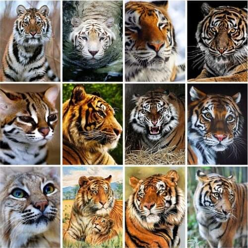 Diy 5D Diamond Painting Tiger Full Square Drill Animal Diamond Embroidery Mosaic Cross Stitch Kits Wall Art Home Decor Gift