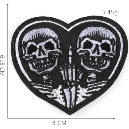 HORROR Punk Skull Love Badge Iron On Patch Clothing Accessories Fabric Stickers Embroidery Day Of The Dead Halloween