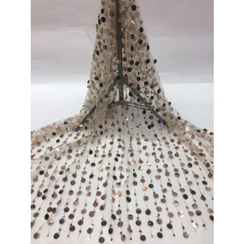 New Design African Lace Fabric High Quality French Nigerian ZH-18687 Embroidered Tulle Lace Fabric With Sequins