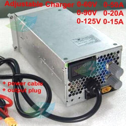 3000W Big Power 0-90v 0-125v Adjustable Lithium Battery Charger 0-30A Adjustable Charger for lifepo4 Lithium LI-ION Battery Pack