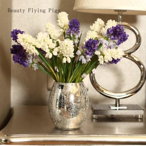 Light luxury plating silver glass vase flower color glass vase ball glass vase new house dried flower storage decoration gift
