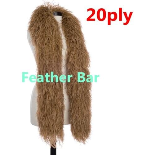 Leading Supplier in China Factory Sales 10Meters/lot Selected Top Quality Light Brown Ostrich Feather Boas 5ply 10ply 20ply