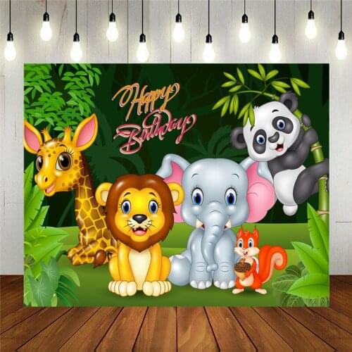 Photo Studio Props Photography Backdrop Cartoon Wild Animal In The Jungle Vinyl Background Kids Birthday Party Decoration