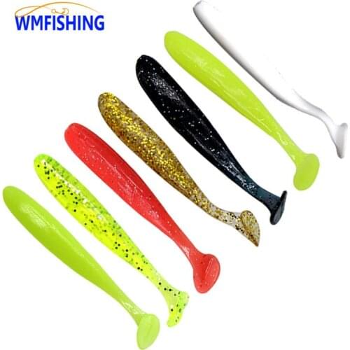 100Pcs/Lot Soft Lures 50mm T Tail Jigging Fishing Lures Wobblers Tackle Luminous Bass Pike Aritificial Silicone Swimbait Peche