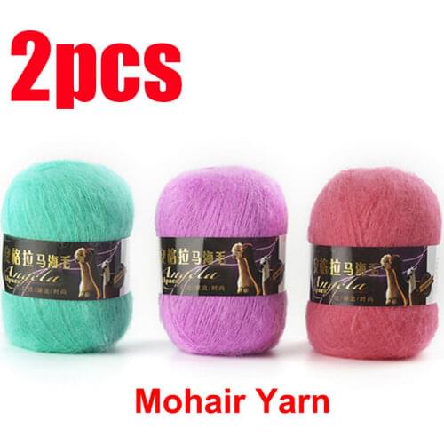 2pcs Mohair Blended Yarn wool crochet Yarn for knitting wolle zum stricken lanas trapillo para tejer 40g/pc