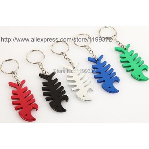2000pcs/lot Fish bottle opener, fish bone bottle opener keychain, Animal shape bottle opener keychain free shipping
