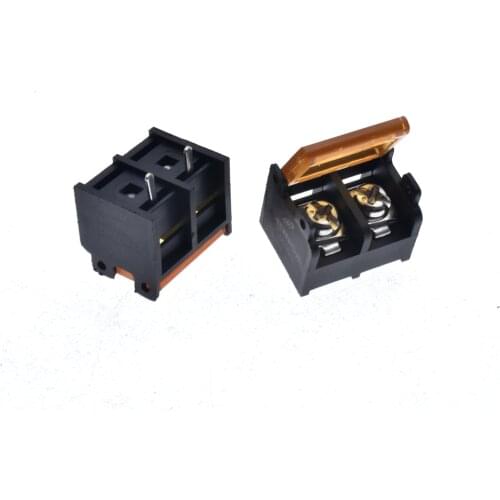 50Pcs HB-9500 2P 9.5mm Barrier Terminal Block Connector with Cover PCB Mount