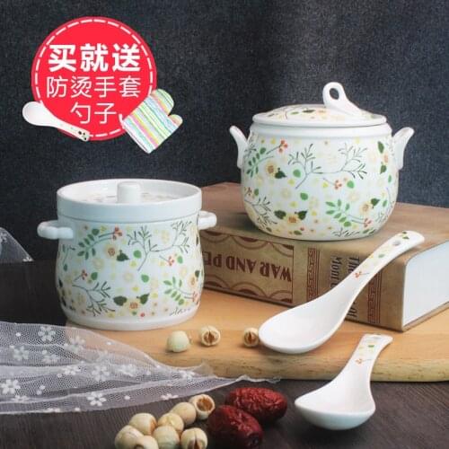Biaural Porcelain Stew with Cover/Porcelain Stew Soup Stew Birds Nest Stew in Water