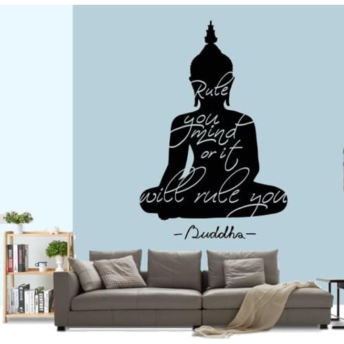 Buddhist Quote Rule Your Mind Meditation Budhha Wall Stickers Indian Buddha Decal Interior Houseware Vinyl DIY Wall Mural ph181
